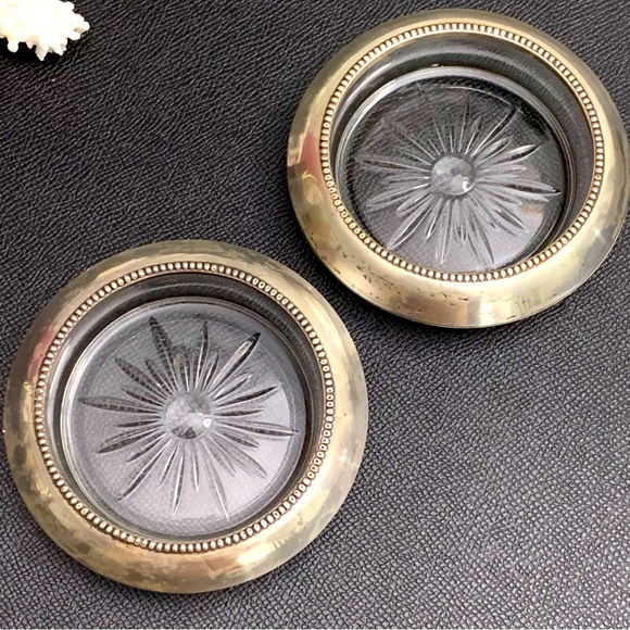 Sterling Rimmed Coasters 2 by Frank M Whiting - Picture 1 of 9
